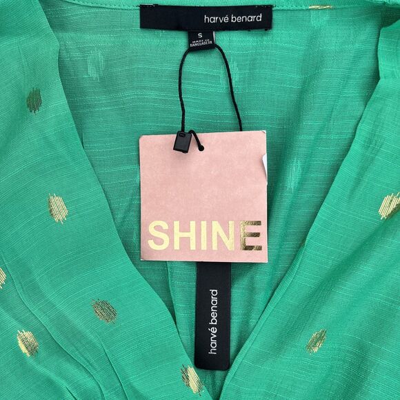 Harve Bernard Palm Green Blouse with Gold Foil – Size Small – NWT - Picture 10 of 10